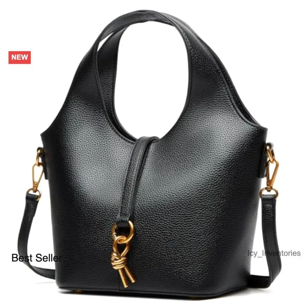 PU Leather Bucket Bag Hobo Shoulder Crossbody Tote Small Purse